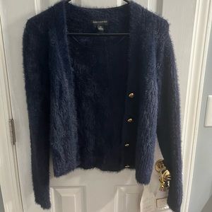 NWOT Navy Blue Furry Gold Button Banana Republic Cardigan